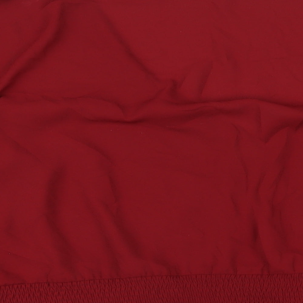 Oasis Womens Red Polyester Basic Blouse Size 24 V-Neck