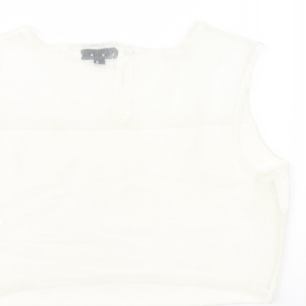 Topshop Womens Ivory Nylon Basic Tank Size 12 Round Neck