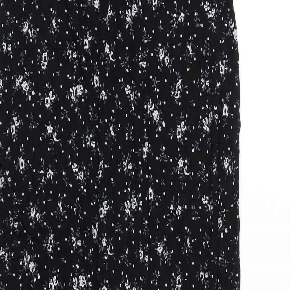 PRETTYLITTLETHING Womens Black Floral Viscose Maxi Size 8 V-Neck Pullover