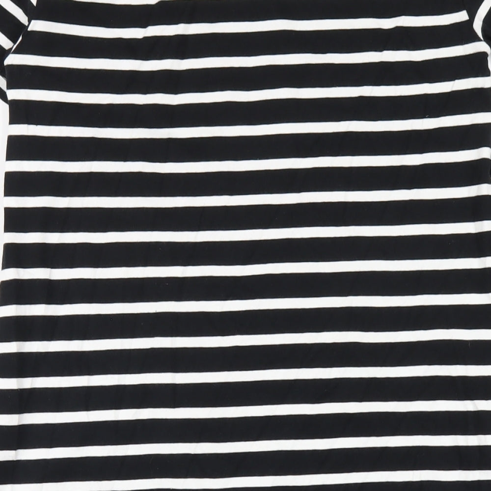 New Look Womens Black Striped Cotton Bodycon Size 12 Round Neck Pullover