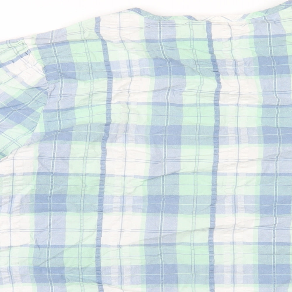 Cotton Traders Womens Multicoloured Plaid Cotton Basic T-Shirt Size 18 Round Neck