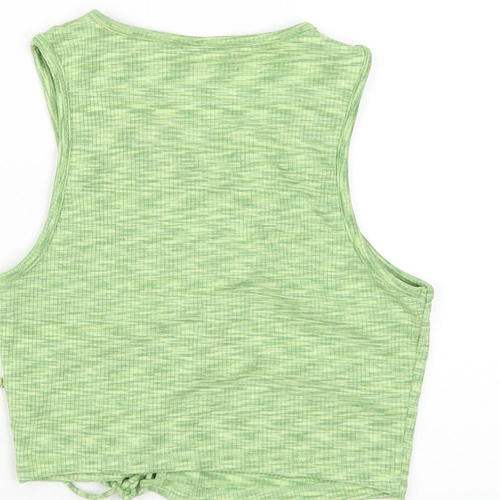 H&M Womens Green Polyester Basic Tank Size S Round Neck