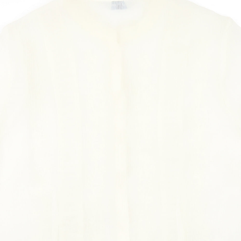 Joanna Hope Womens Ivory Polyester Basic Button-Up Size 14 Round Neck