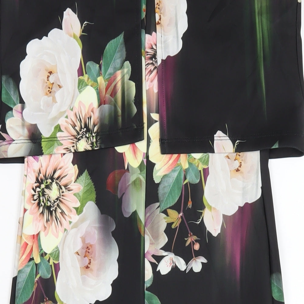 Lipsy Womens Multicoloured Floral Polyester Bodycon Size 10 Round Neck Zip