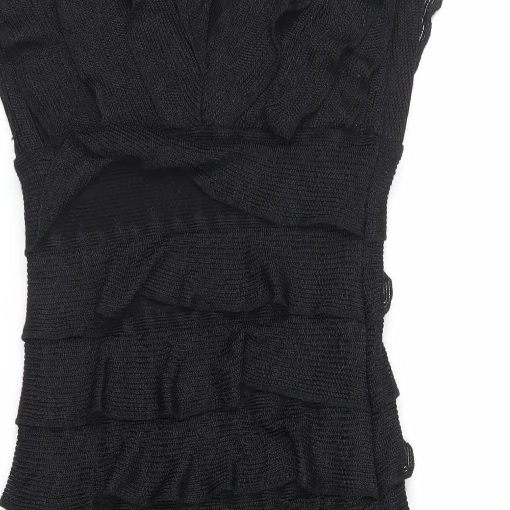 Studio M Womens Black Polyester A-Line Size XS V-Neck Pullover - Layered