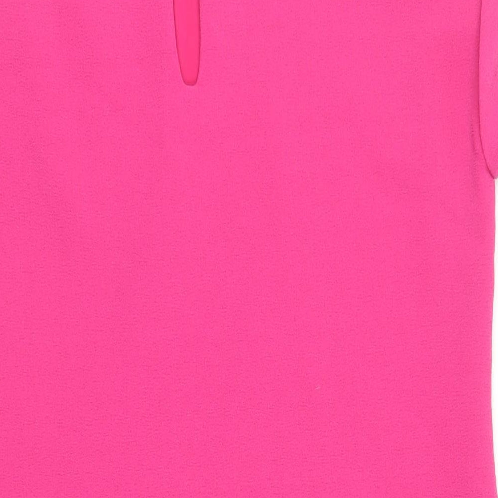 Next Womens Pink Polyester Shift Size 12 Round Neck Button
