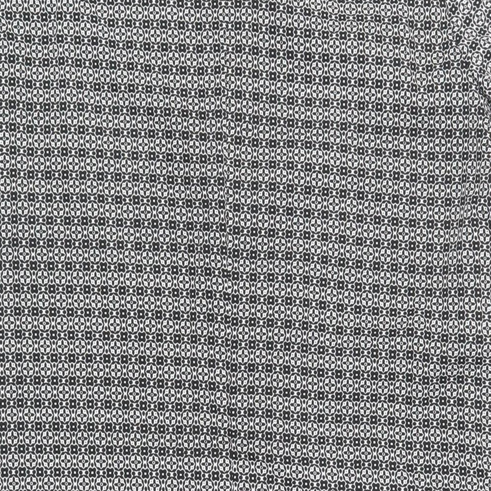 New Look Womens Black Geometric Polyester Shift Size 14 Round Neck Button
