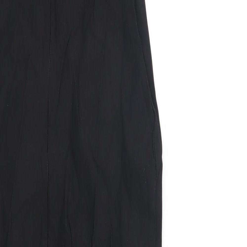 PRETTYLITTLETHING Womens Black Viscose Bodycon Size 10 One Shoulder Zip - Cut Out Detail