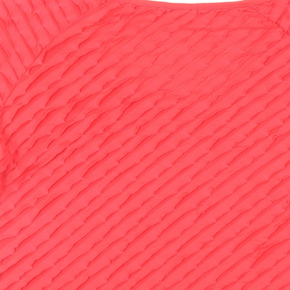 NEXT Womens Red Polyester Basic Blouse Size M Round Neck - Textured