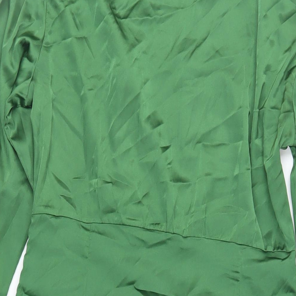 Cider Womens Green Polyester Shirt Dress Size M Collared Zip