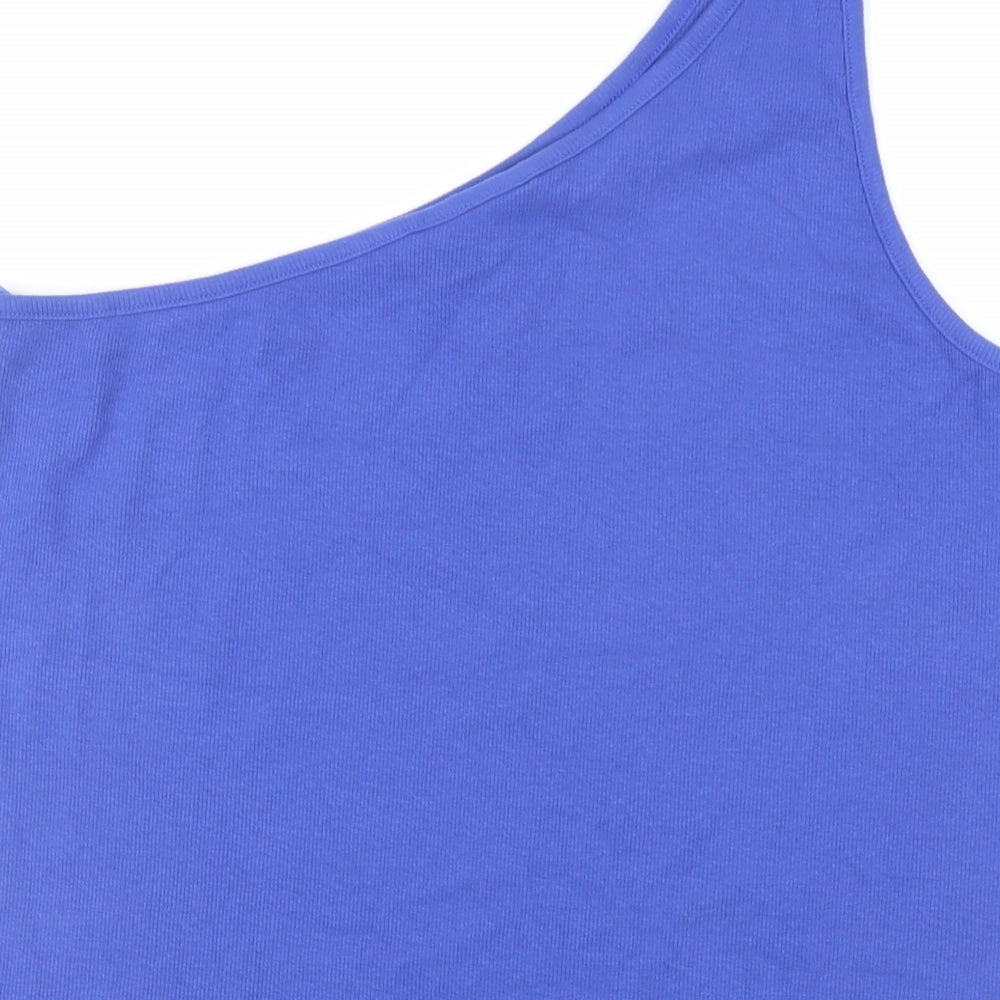 Marks & Spencer Womens Blue Cotton Basic Tank Size 20 One Shoulder - Ribbed