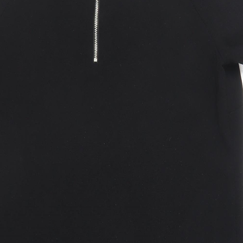 Red Herring Womens Black Polyester Shift Size 12 Round Neck Zip