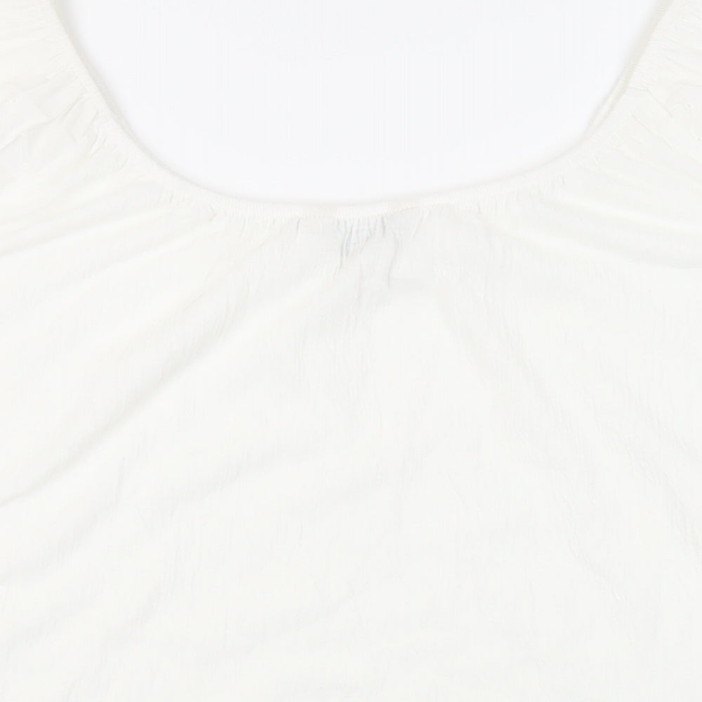 M&Co Womens White Polyester Basic Blouse Size 18 Off the Shoulder - Broderie Anglaise Detail
