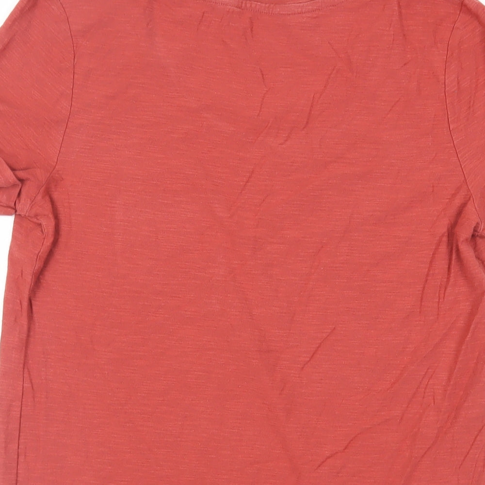 NEXT Womens Red Cotton Basic T-Shirt Size 8 Round Neck - Pocket Detail