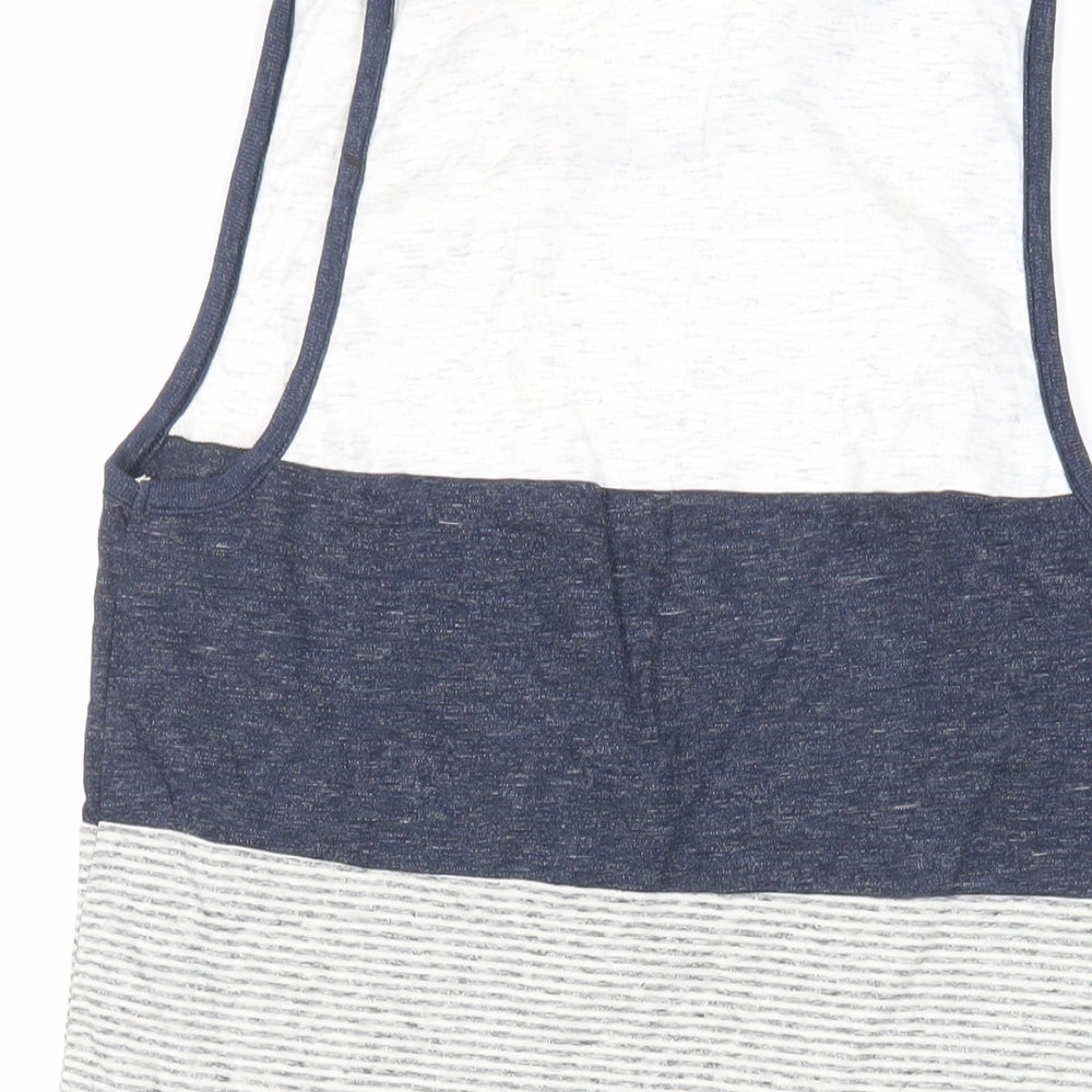 Next Mens Grey Striped Cotton T-Shirt Size XS Round Neck