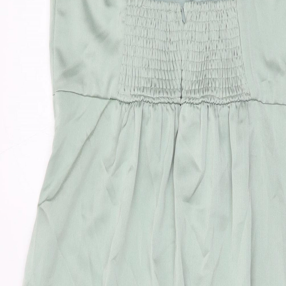 Oasis Womens Green Polyester A-Line Size 12 V-Neck Zip