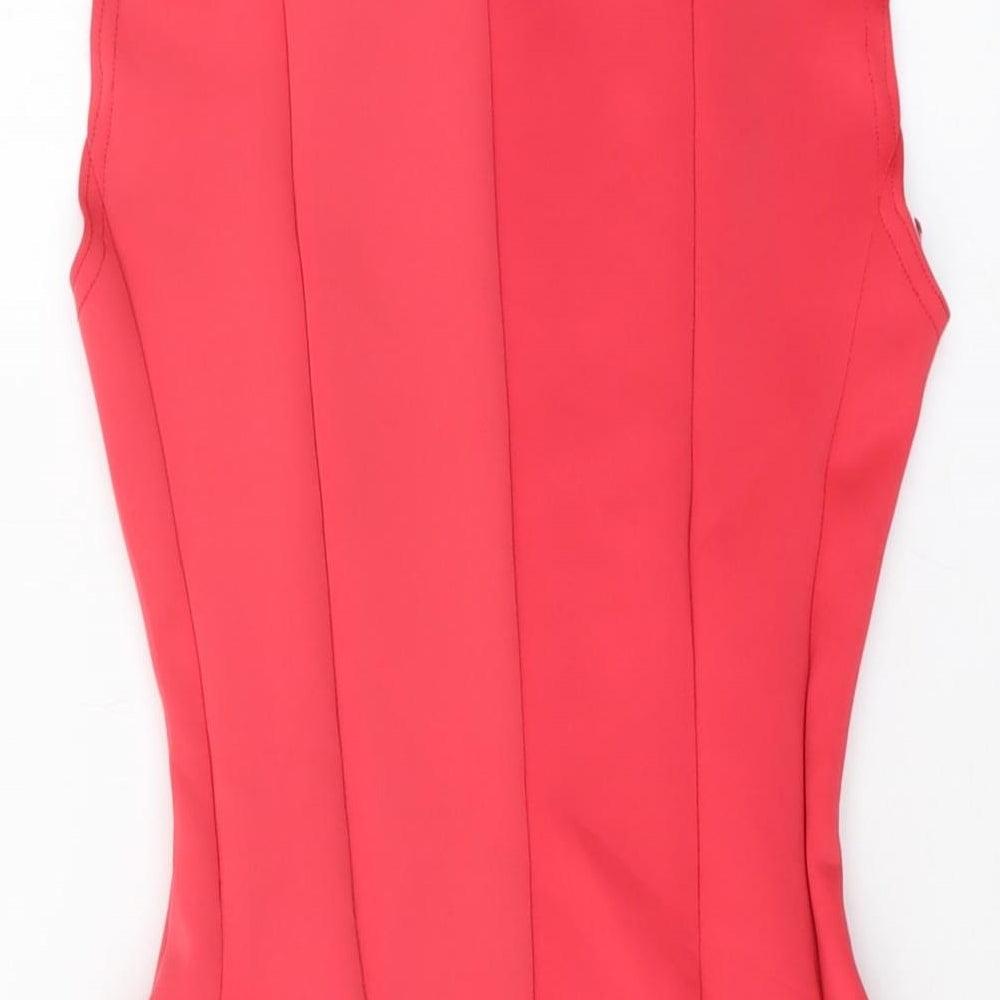Graffic Womens Red Polyester A-Line Size 8 Round Neck Pullover