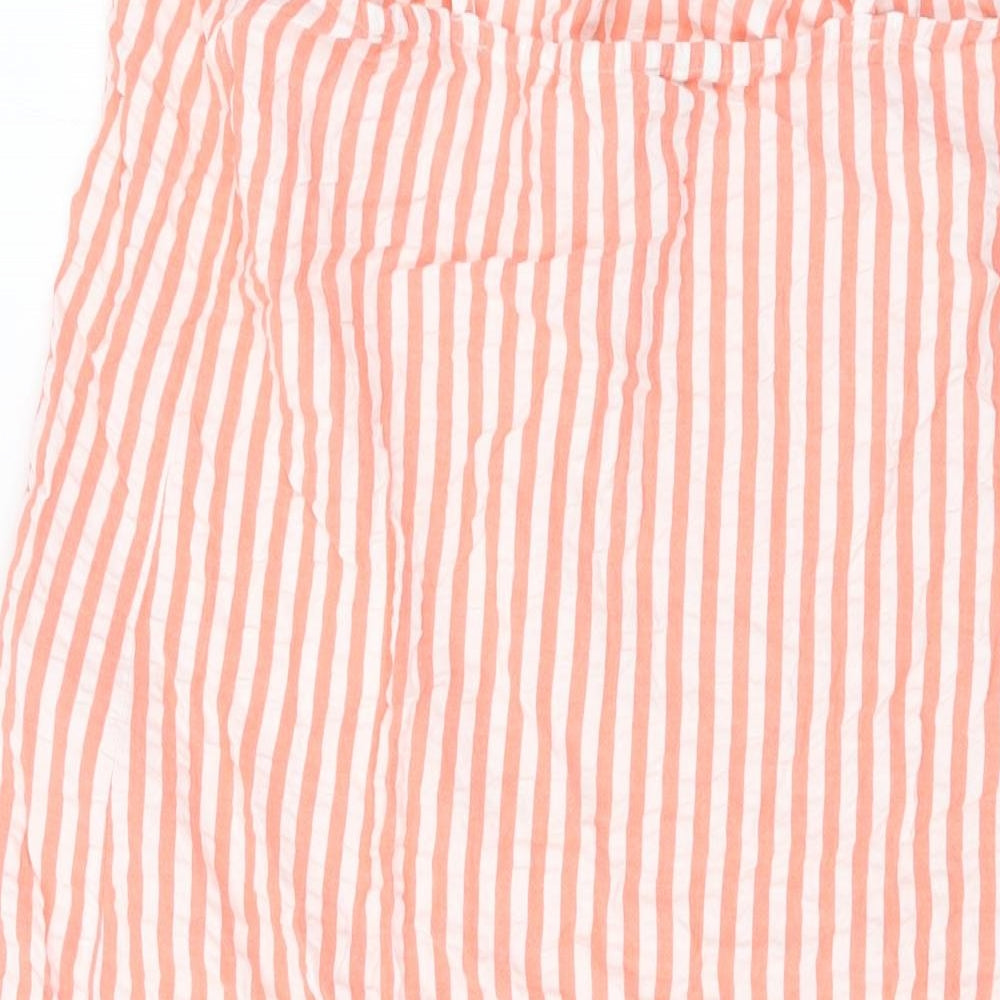Marks & Spencer Womens Orange Striped Polyester Tank Dress Size 12 Round Neck Pullover