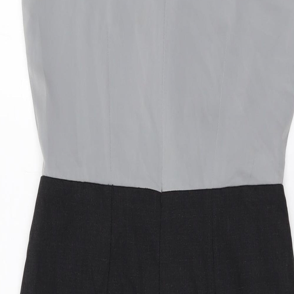 Simon Jersey Womens Grey Polyester Sheath Size 6 Round Neck Zip