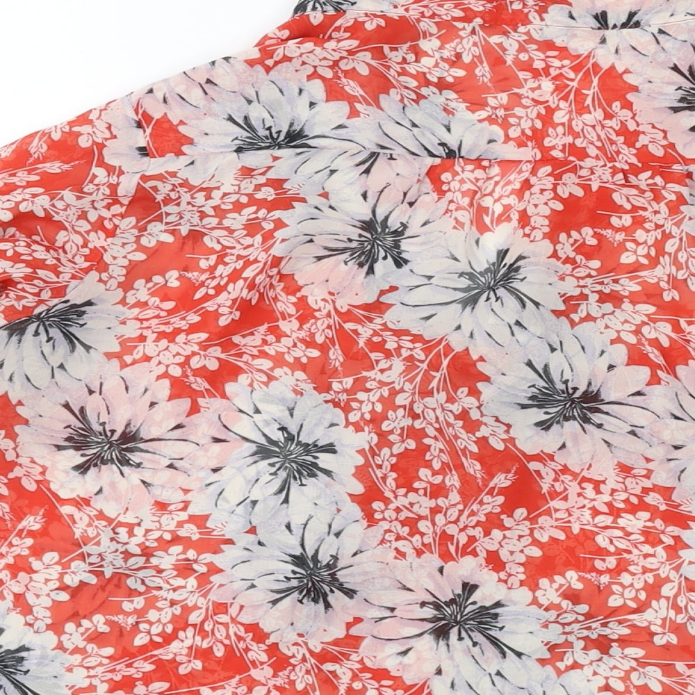 Dorothy Perkins Womens Red Floral Polyester Basic Blouse Size 14 V-Neck