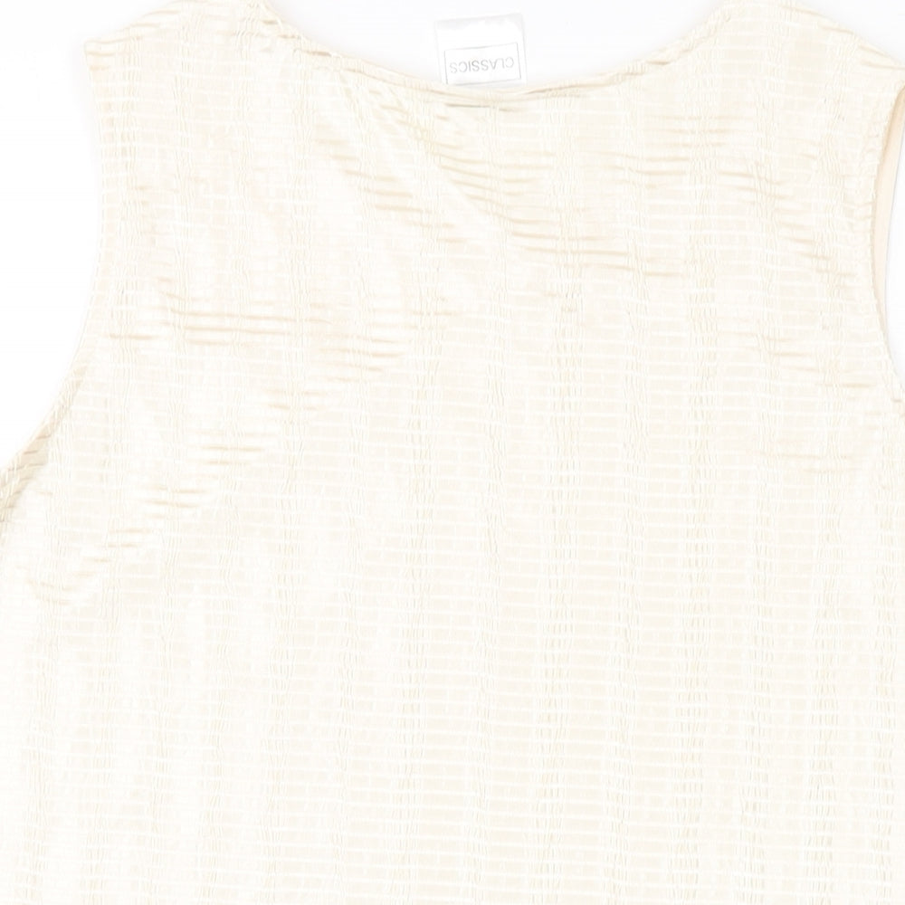 Classic Womens Beige Polyester Basic Tank Size 16 Round Neck