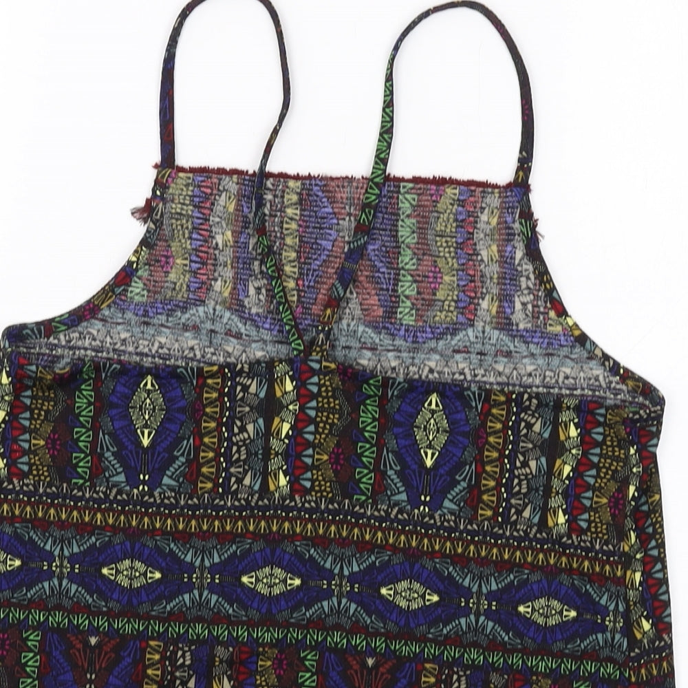 NEXT Womens Multicoloured Geometric Polyester Basic Tank Size 8 Square Neck