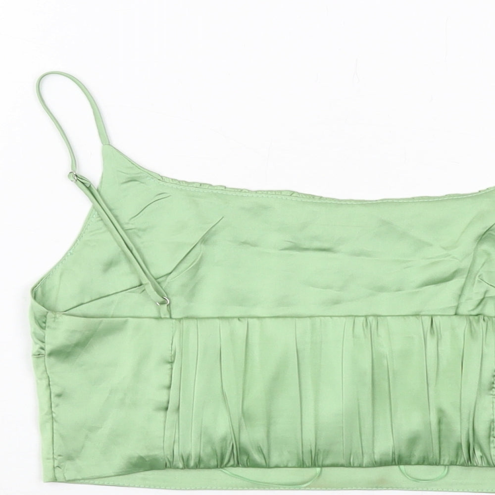 Vera & Lucy Womens Green Polyester Cropped Tank Size M Square Neck