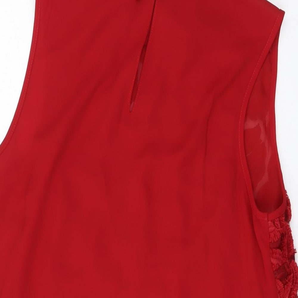 NEXT Womens Red Polyester Basic Tank Size 10 Roll Neck