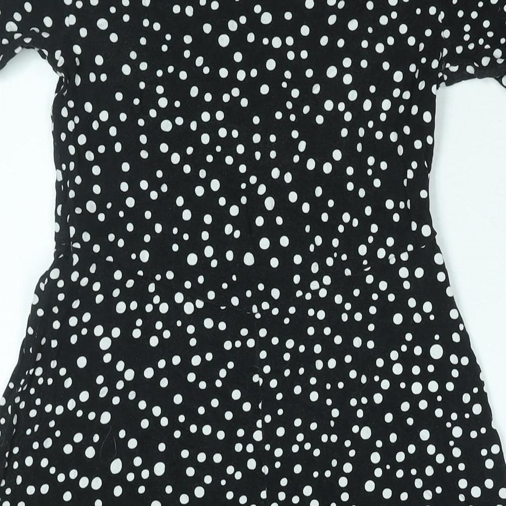ASOS Womens Black Polka Dot Viscose A-Line Size 10 Round Neck Pullover