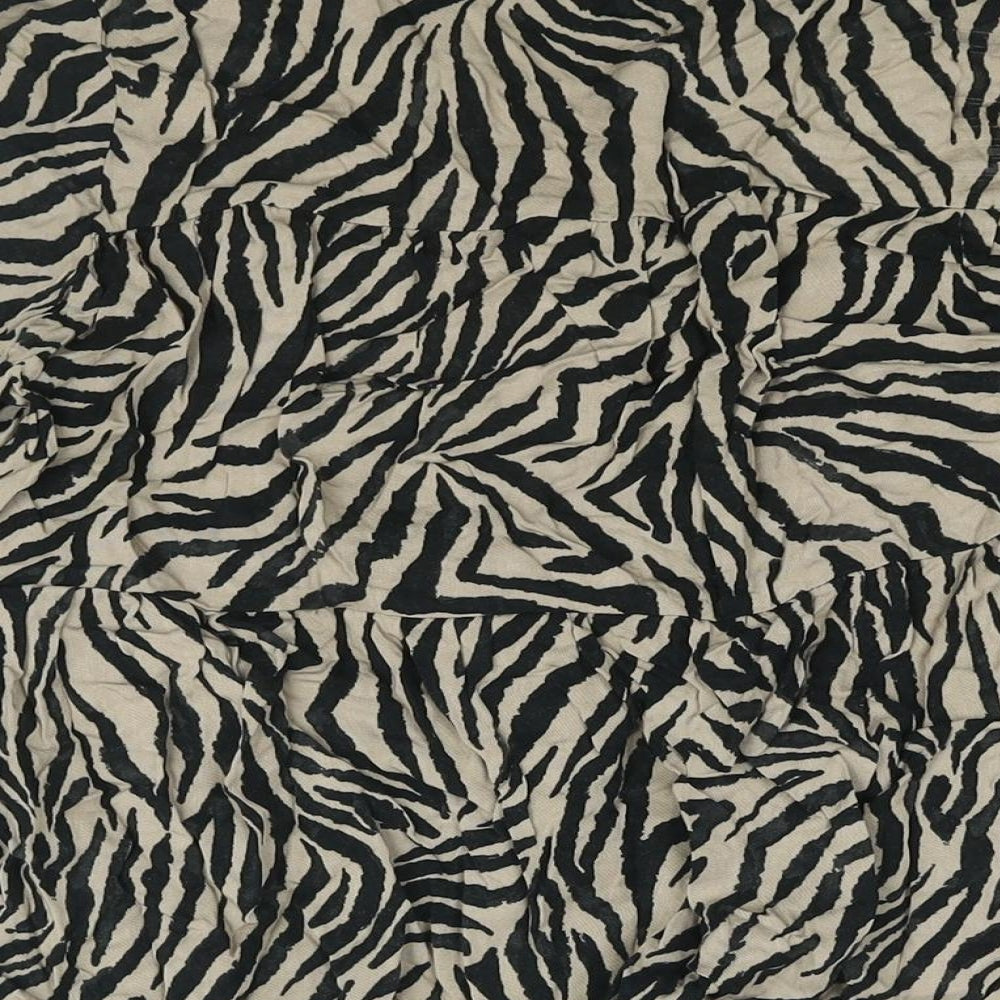 RESERVED Womens Brown Animal Print Viscose Basic Blouse Size 12 V-Neck - Smocked Tiger Print