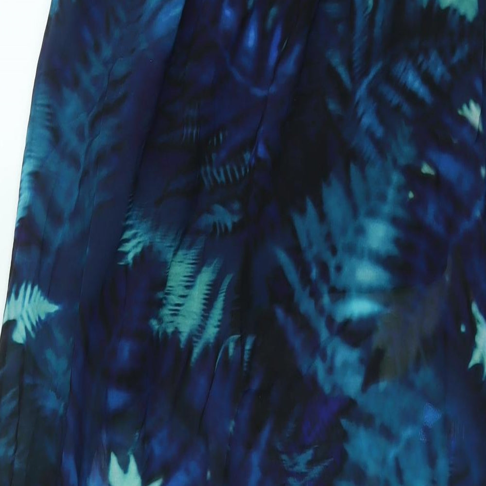Divided by H&M Womens Blue Geometric Polyester Maxi Size 10 Square Neck Pullover - Front Slit
