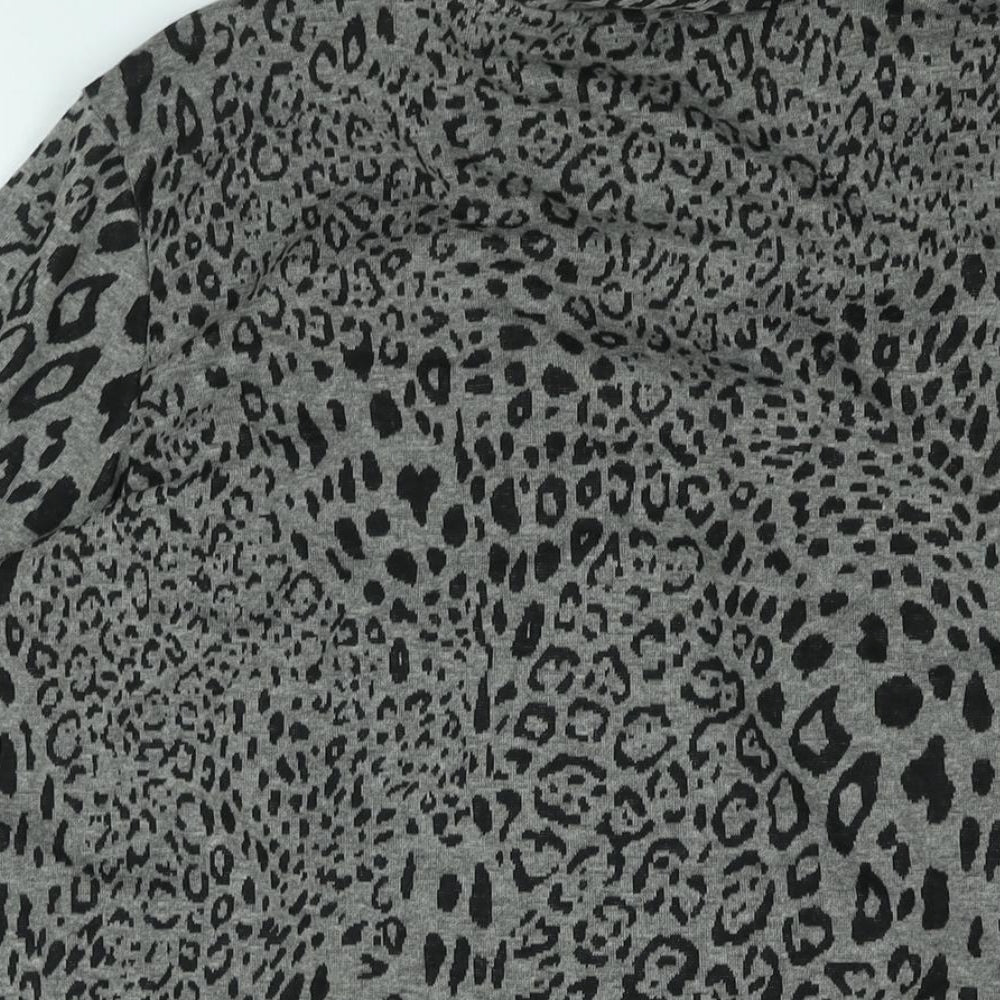 Marks & Spencer Womens Grey Roll Neck Polyester Pullover Jumper Size 18 - Button Leopard Print