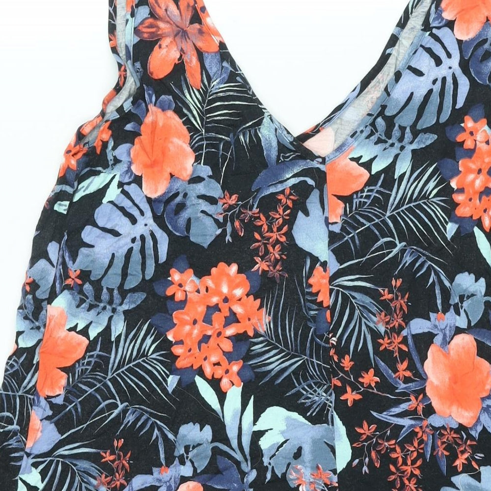 South Womens Multicoloured Floral Viscose Tank Dress Size 12 V-Neck Pullover - Size 12-14