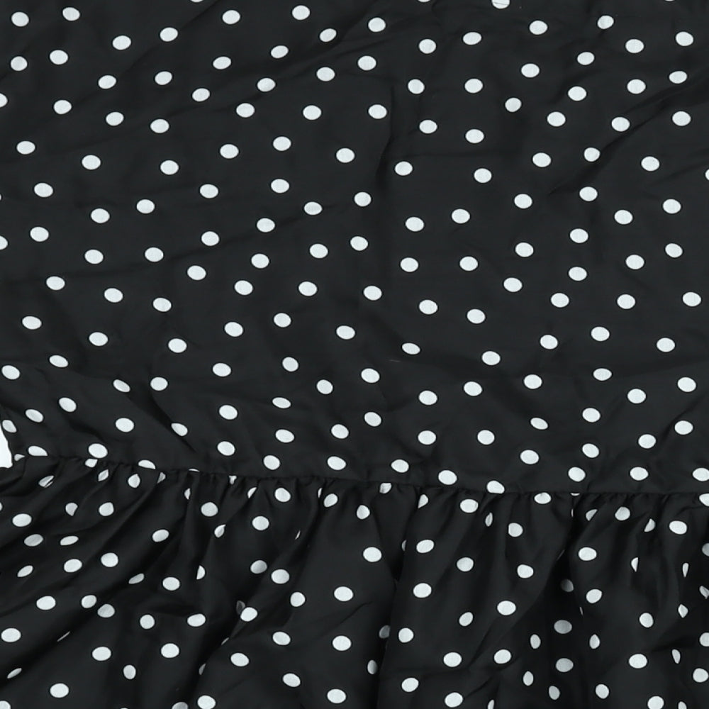 ASOS Womens Black Polka Dot Polyester A-Line Size 12 Round Neck Pullover