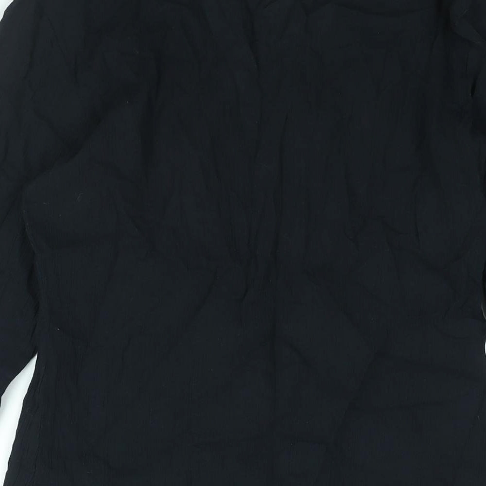 New Look Womens Black Cotton Basic Blouse Size 8 V-Neck - Beading Detail