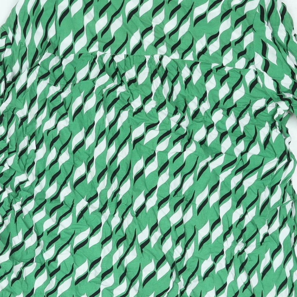 Fransa Womens Green Geometric Viscose Basic Blouse Size S Mock Neck