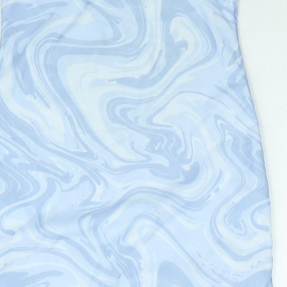 Pink Vanilla Womens Blue Geometric Polyester Mini Size 12 Sweetheart Pullover - Marble Print