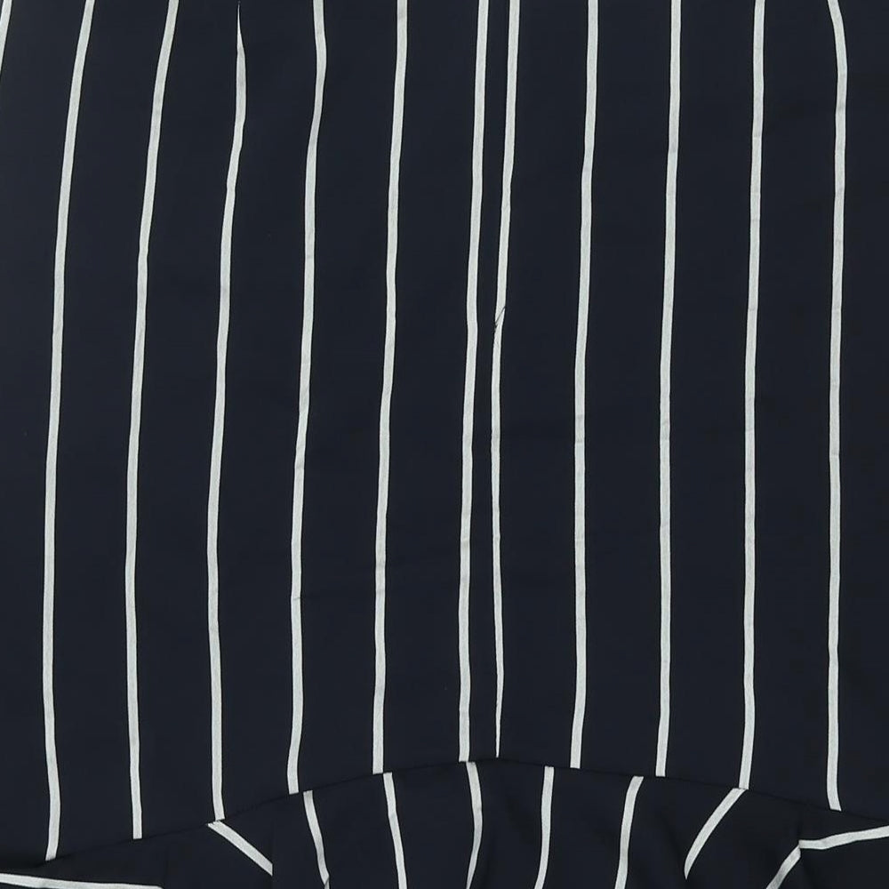 Marks & Spencer Womens Blue Striped Polyester Trumpet Skirt Size 14 Zip - Frill