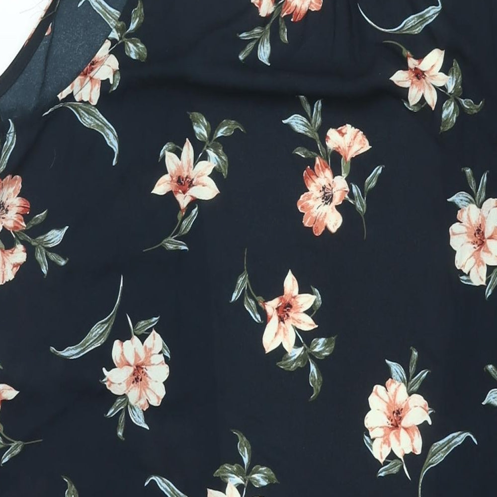 New Look Womens Black Floral Jacket Waistcoat Size 10