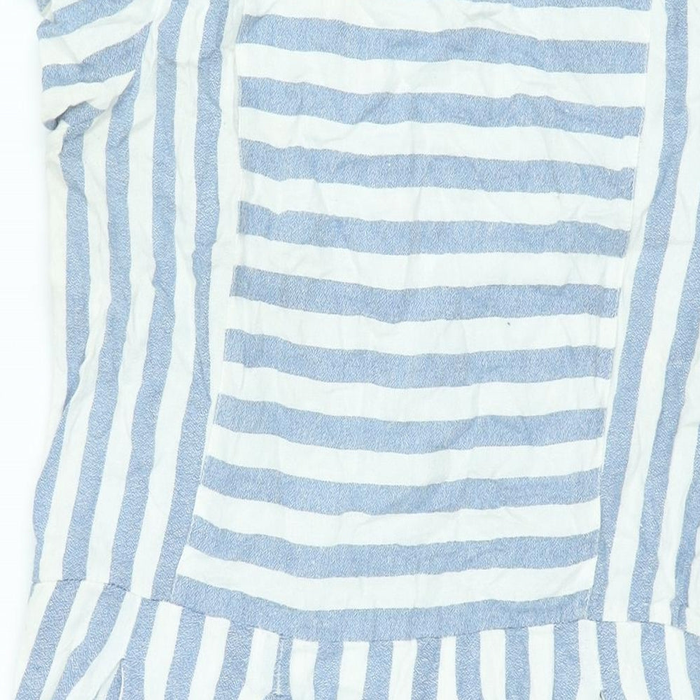 Brakeburn Womens Blue Striped Viscose Sheath Size 12 Round Neck Zip