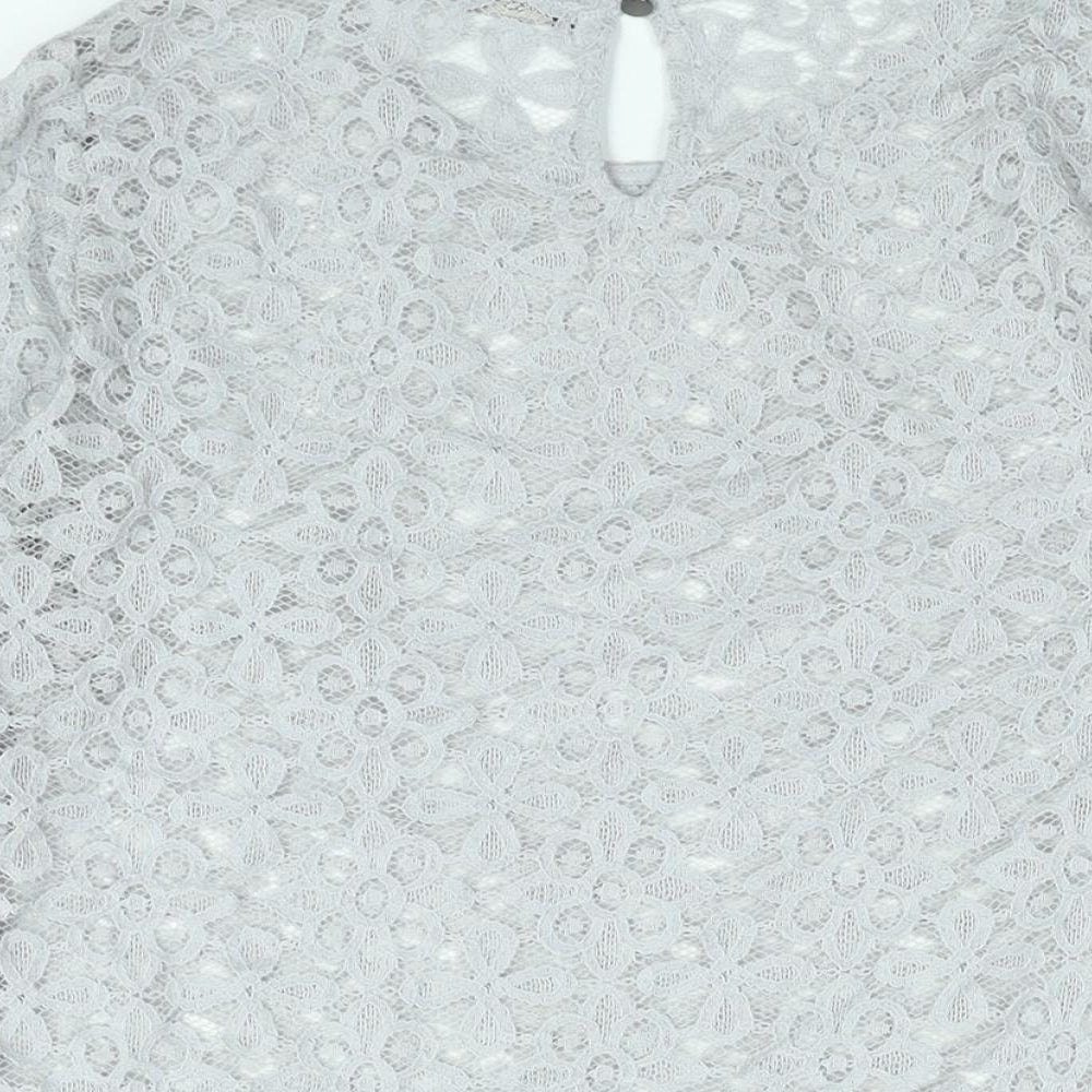 Marks & Spencer Womens Grey Cotton Basic Blouse Size 10 Round Neck