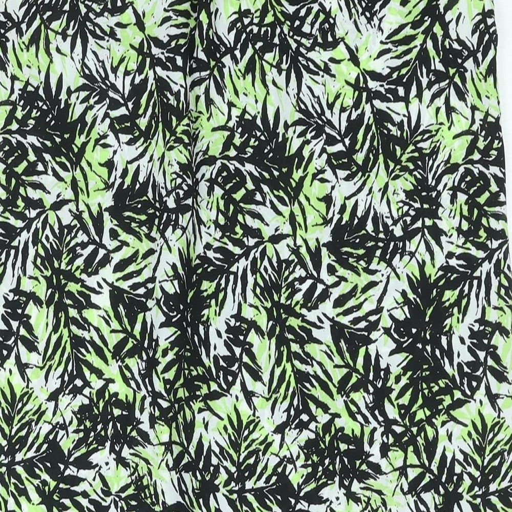 Dorothy Perkins Womens Green Geometric Polyester Basic Button-Up Size 10 Collared - Leaf Print
