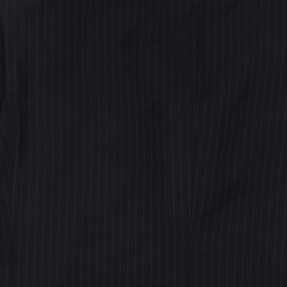 Marks & Spencer Mens Black Striped Polyester Jacket Suit Jacket Size 44 Regular