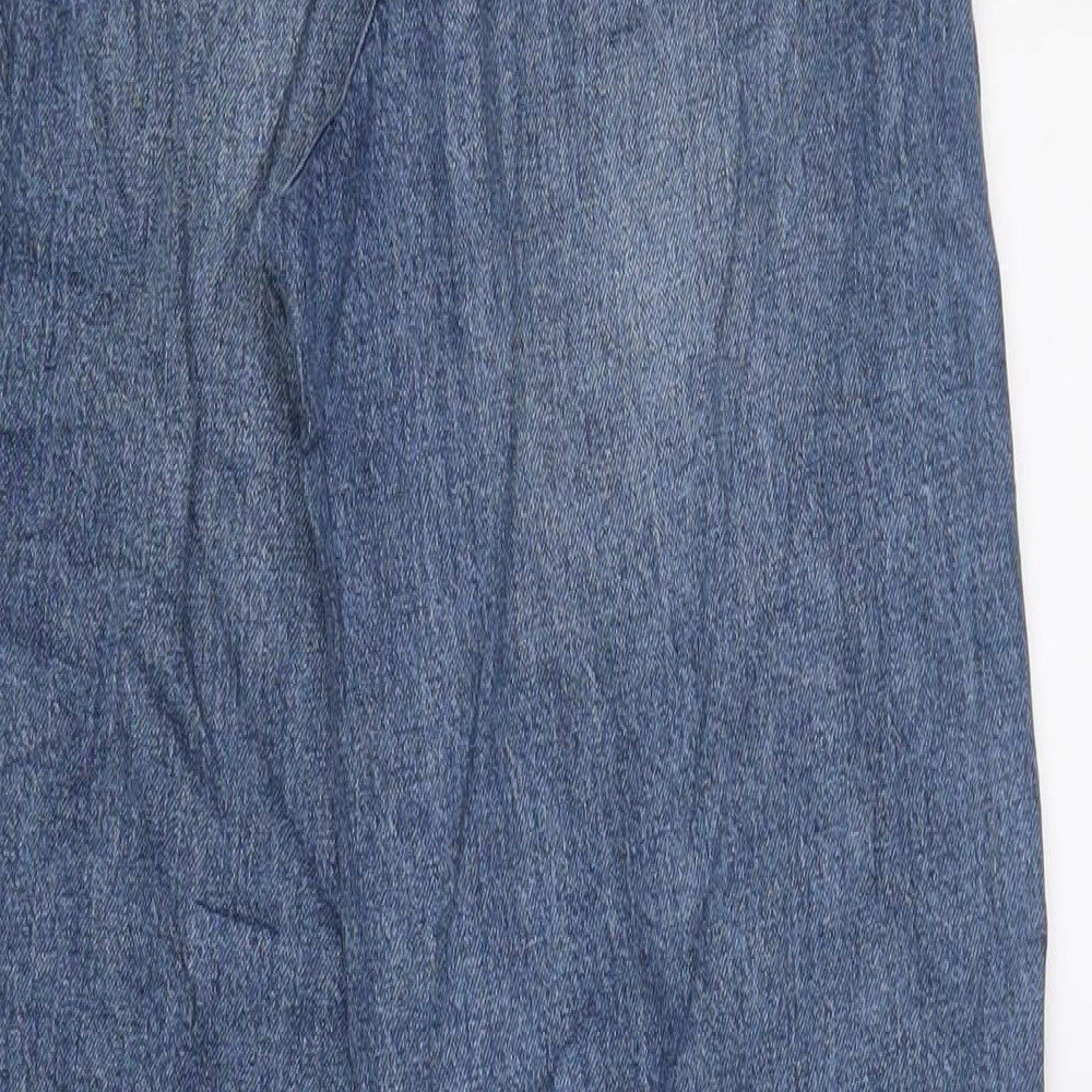 Marks & Spencer Womens Blue Cotton Mom Jeans Size 8 L29 in Slim Zip