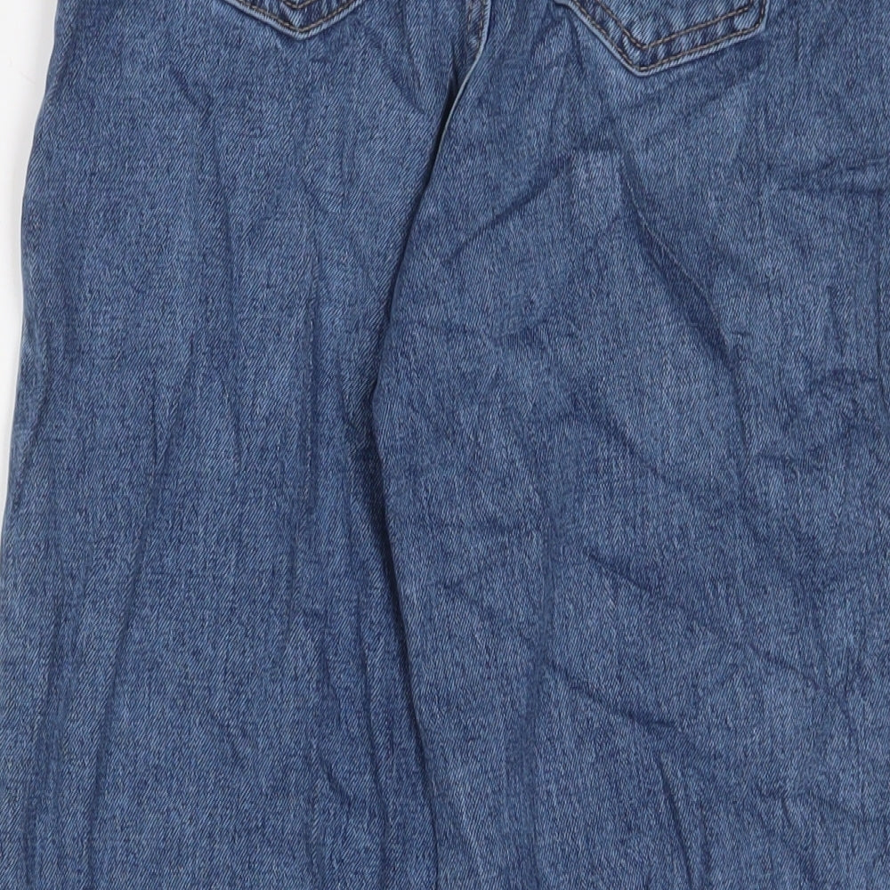 Marks & Spencer Womens Blue Cotton Mom Jeans Size 6 L26 in Regular Zip