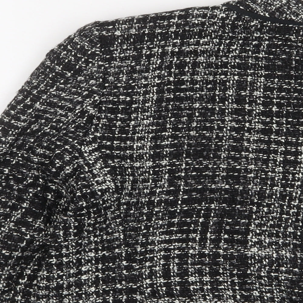 Marks & Spencer Womens Black Herringbone Jacket Size 14 - Open