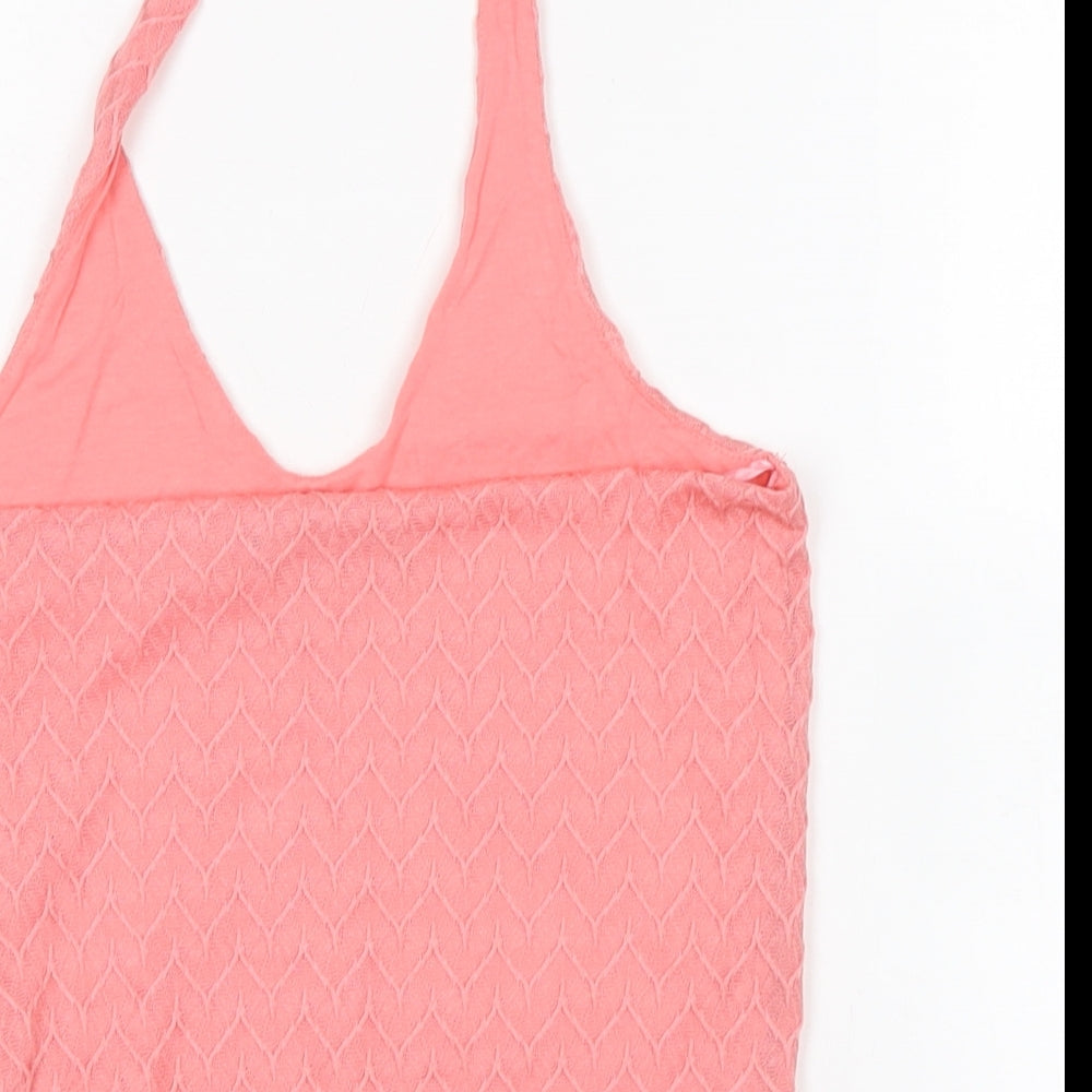 Select Womens Pink Polyester Cropped T-Shirt Size 10 Halter