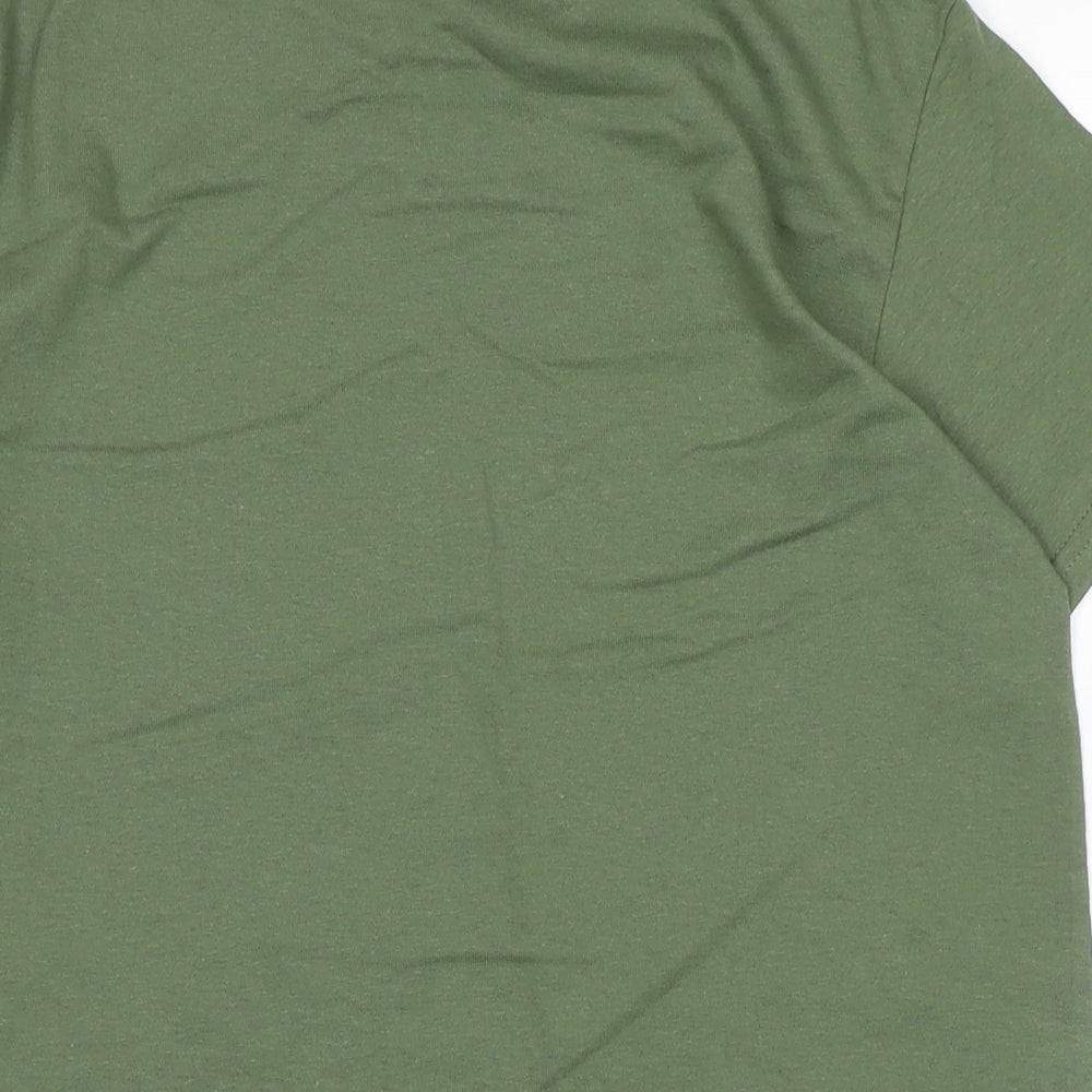 Gildan Womens Green Cotton Basic Polo Size S Crew Neck
