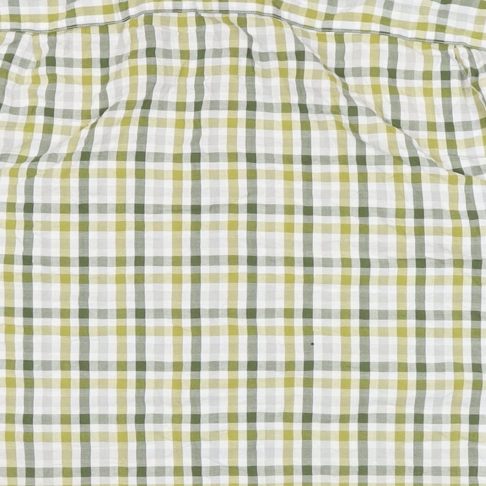 Marks & Spencer Mens Green Check Cotton Button-Up Size M Collared Button