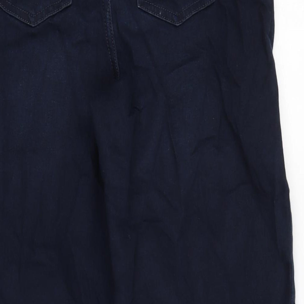 Marks & Spencer Womens Blue Cotton Tapered Jeans Size 8 L25 in Regular Zip